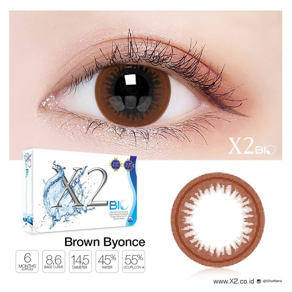 Softlens bio / Softlens X2 bio / Softlens X2 Bio color / Softlens X2 bio warna - Brown Byonce