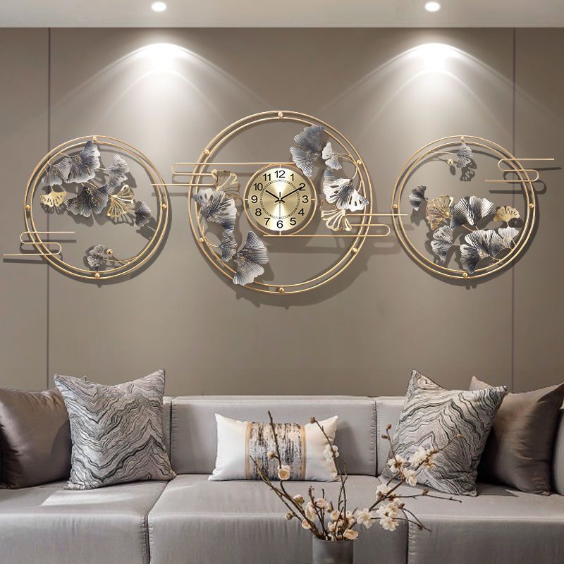 Jam Dinding 3D Nordik Daun Ginkgo Jam Dinding  Tempa Dekorasi Stiker Dinding Ruang Rumah