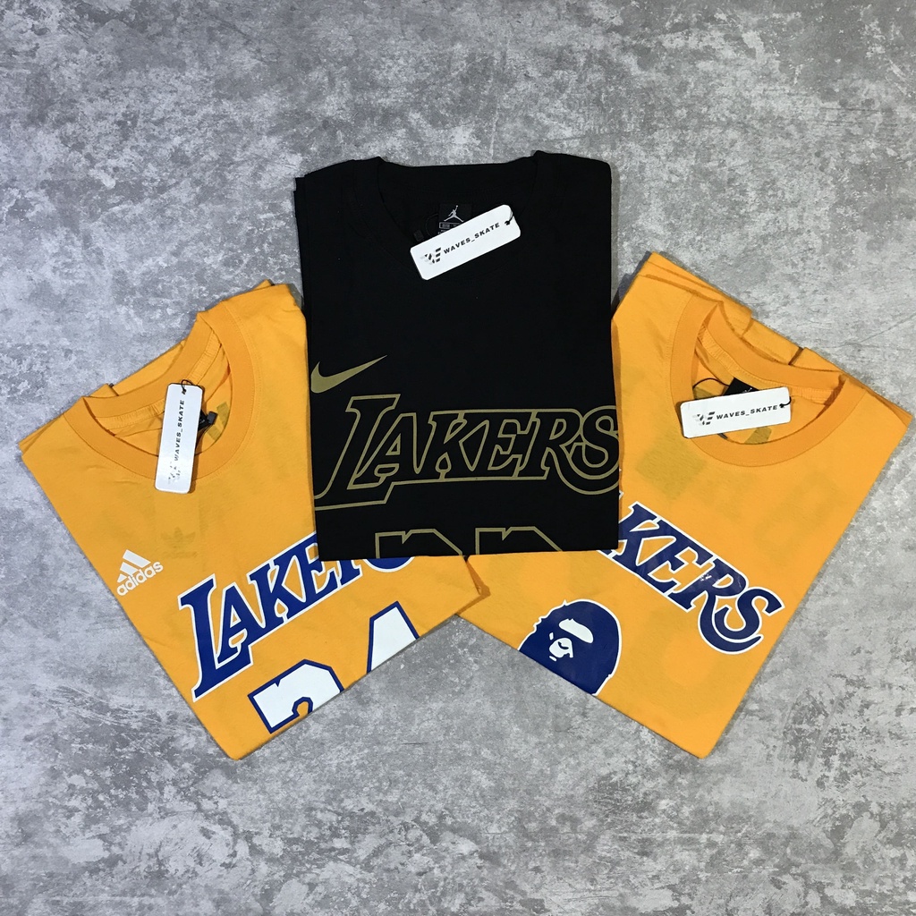 KAOS DISTRO BAPE X LAKERS OVERSIZE TSHIRT PRIA UNISEX MIRROR AIR JORDAN