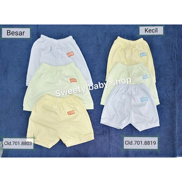 Celana pendek polos bayi isi 6pcs 3m-2th katun wiedy / celana pendek anak warna