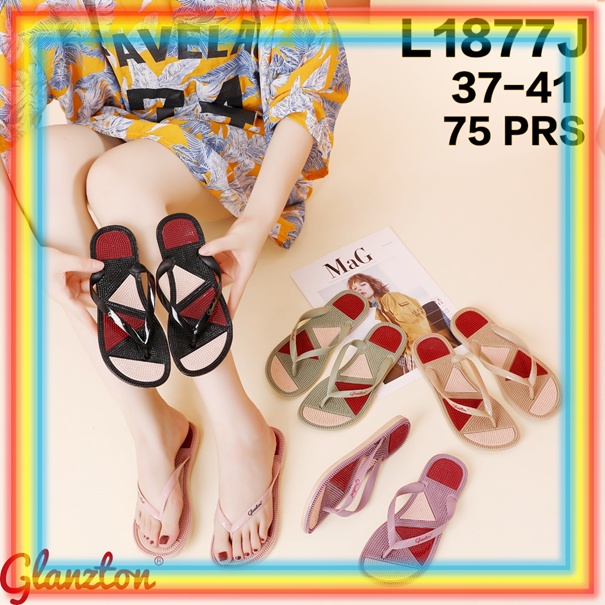 L1877J Sandal Jepit Rematik Wanita Premium Impor Glanzton Sendal Terapi Kesehatan Refleksi Akupuntur