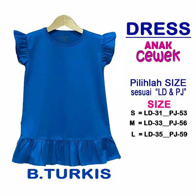 Dress Ruffle Pelangi Kelfi Bayi Anak Perempuan Size S M L
