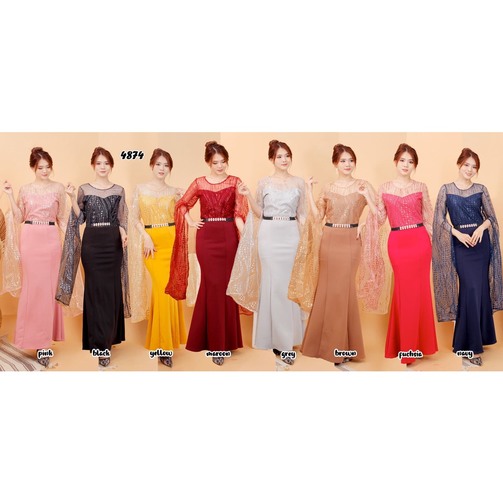 kathryn collection # 4874 , LONG DRES BAHAN SCUBA KOMBINASI TILE SUGAR CANDY FREE BELT MUTIARA