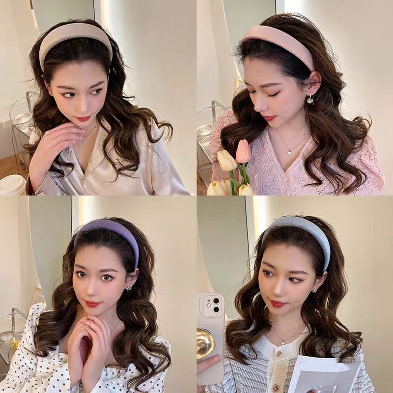 Bando Bandana Ikat Kepala Spons Sisi Lebar Bando Nagita Korea Fashion Import Bandana Wanita Aksesoris