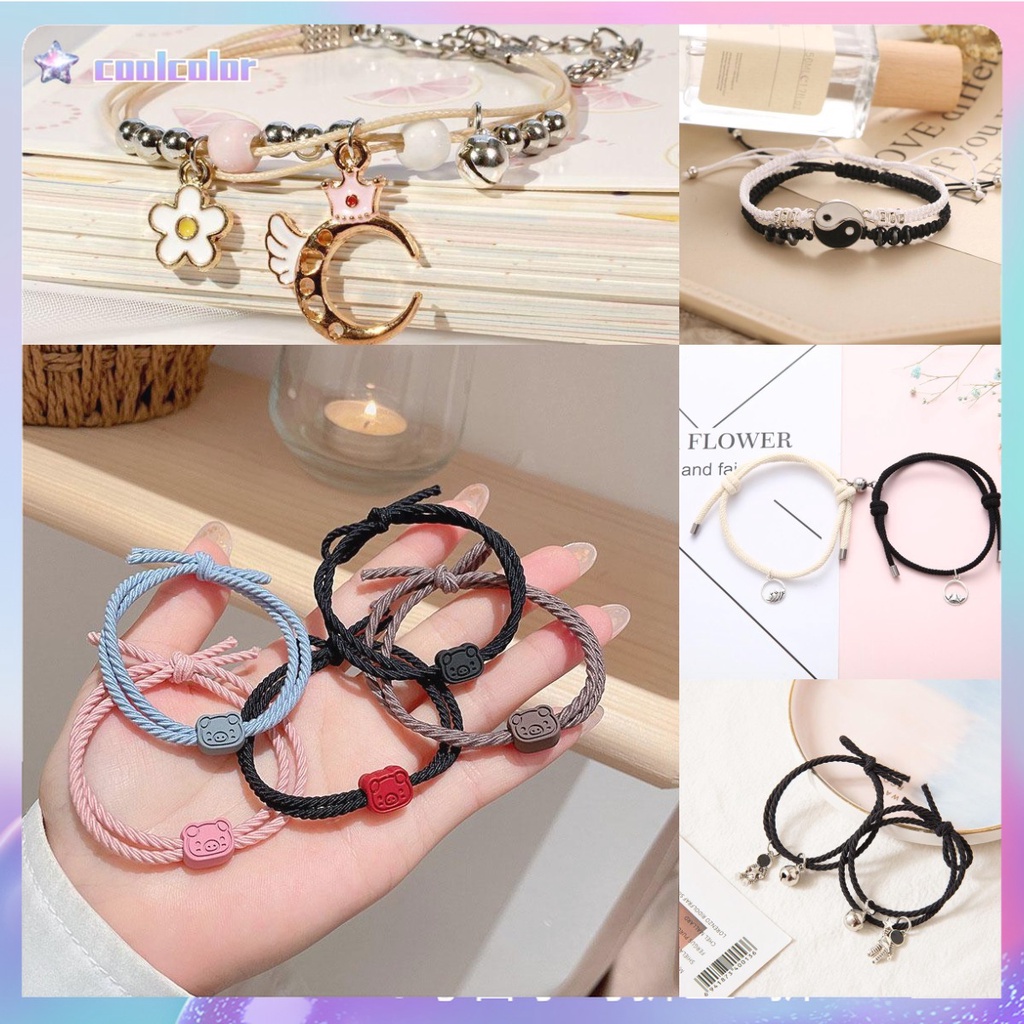 【Ready stock&amp;COD】1pasang / 2 pcs Gelang couple sahabat korea Gelang Couple gelang couple magnet love Tali Karet Desain Astronot Untuk Unisex best friend fashion murah