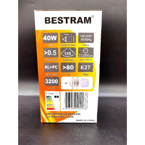 Lampu Led 40w Bestram Supermax,warna cahaya putih 6500K,garansi 1tahun