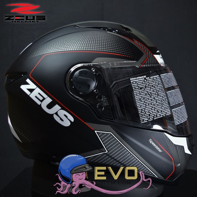 HELM ZEUS FULL FACE BLACK AL5 BLUE - FREE SMOKE VISOR ZEUS ORIGINAL ( ONGKIR 2KG )-AL6 BLACK WH RED