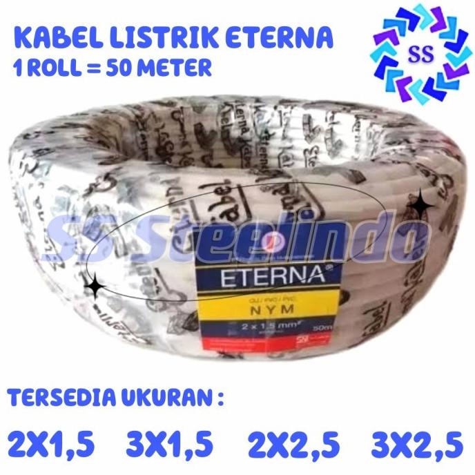 hot sale kabel listrik eterna nym  2x1 5 2x2 5 3x1 5 3x2 5  putih roll 50 meter