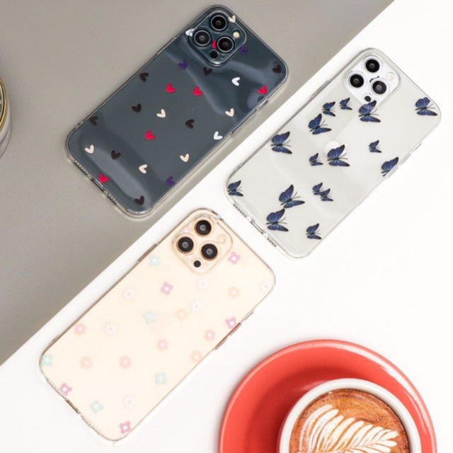 Clear 3 Motif Butterfly Love Flower Soft Case for iPhone 6 7 8 6+ 7+ 8+ XR X XS SE 11 12 PRO MAX