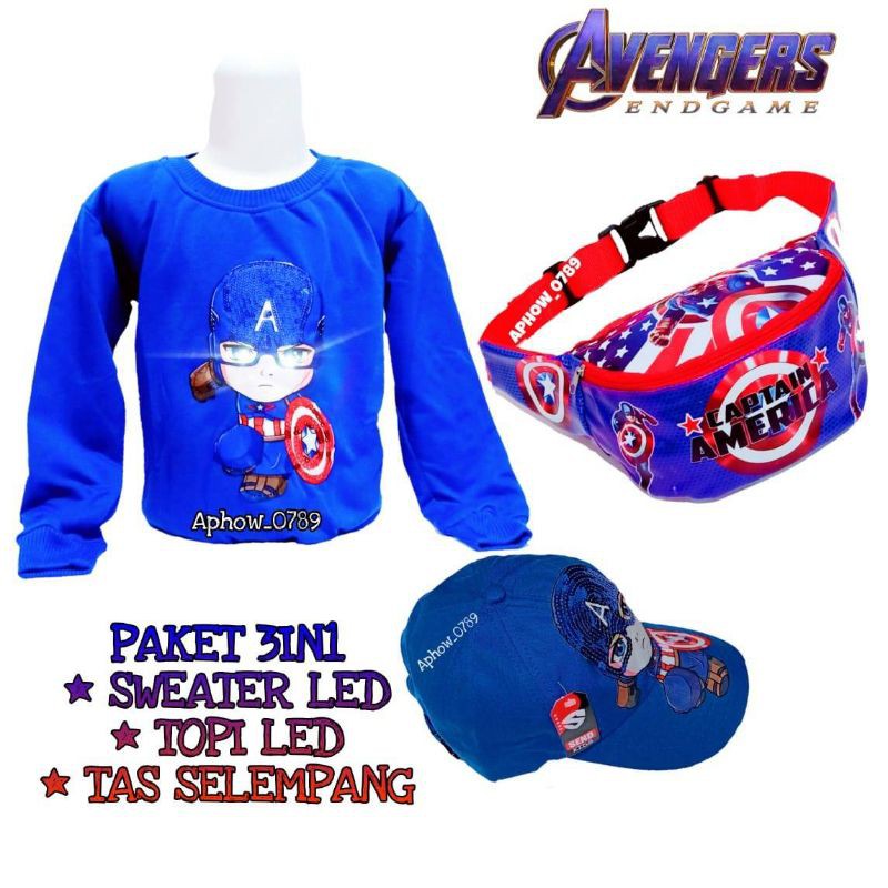 PAKET MURAH 3IN1 JAKET SWEATER ANAK LED KARAKTER