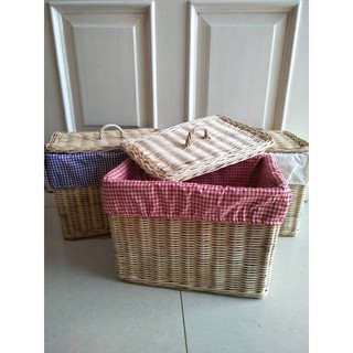 Kotak Tutup Rotan Keranjang Natural Handmade Rattan Kotak Tutup Rotan Keranjang Natural Handmade Rattan