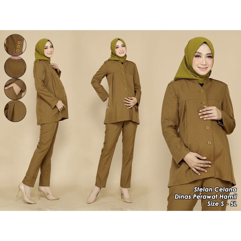 Jual Baju Dinas Pemda Khaky Coklat Baju Hamil Perawat Putih Setelan