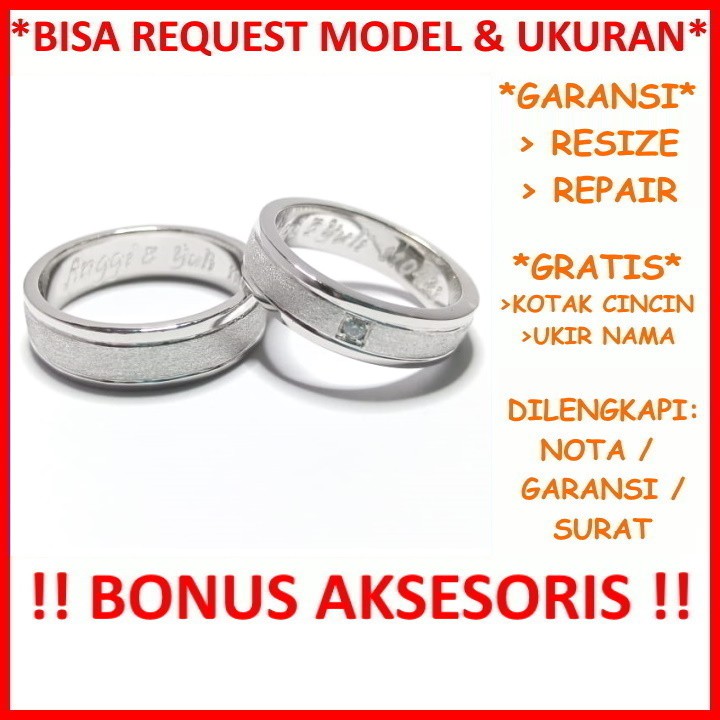 Gratis Ukir Nama Garansi Silver Asli Bisa Pesan Model Cincin Couple Perak Tunangan Mas Kawin Id616