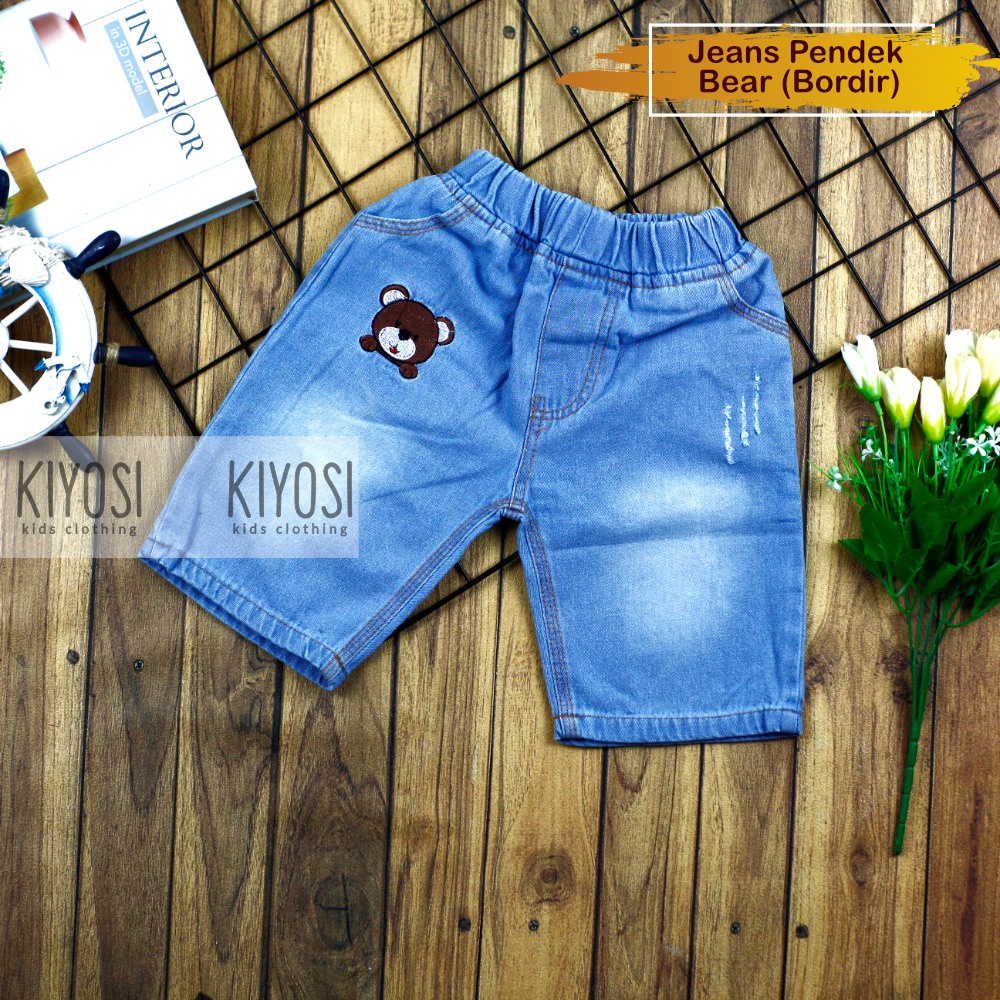 KIYOSI Celana Pendek Jeans Bordir Anak Unisex COD Keren