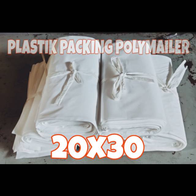 

PLASTIK PACKING POLYMAILER PUTIH SUSU 20X30 ! ISI 100 LEMBAR