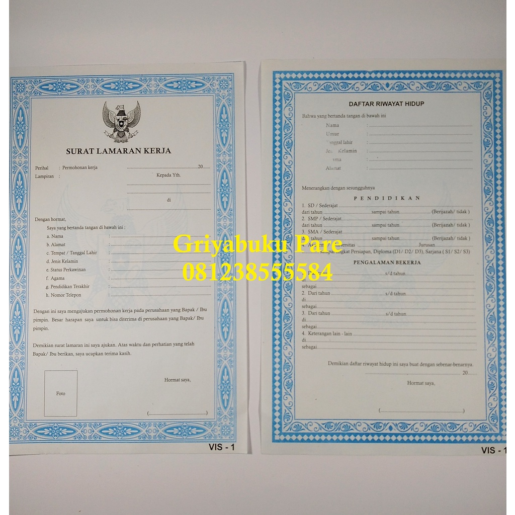 

[GB] SURAT LAMARAN KERJA BLANKO DAFTAR RIWAYAT HIDUP CV CURRICULUM VITAE 003157