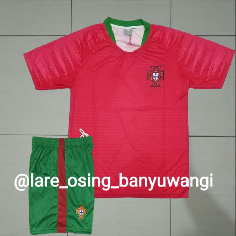 SETELAN DEWASA TIMNAS PORTUGAL PIALA DUNIA 2018 HOME MERAH JERSEY CELANA PRINTING LOKAL