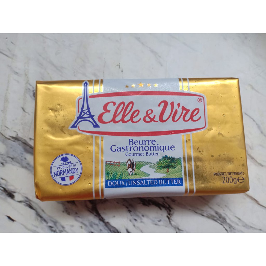 

Elle & Vire Unsalted Butter 200g - Mentega Elle&Vire