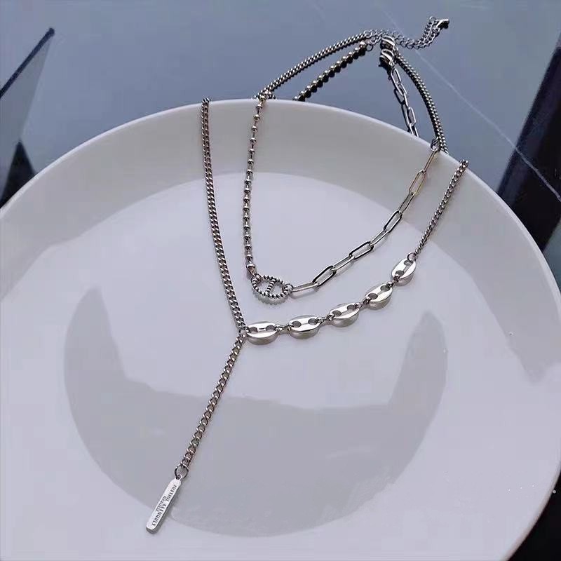 Titanium Steel Necklace Accessories Pendant Light Luxury Double-layer Clavicle Chain