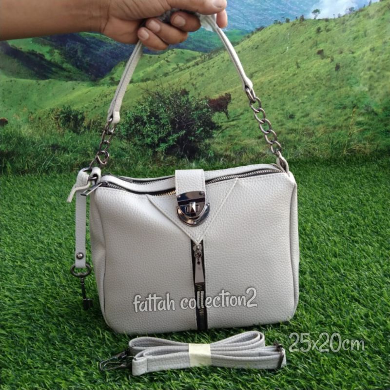 tas slempang wanita 2 ruang motif kulit jeruk