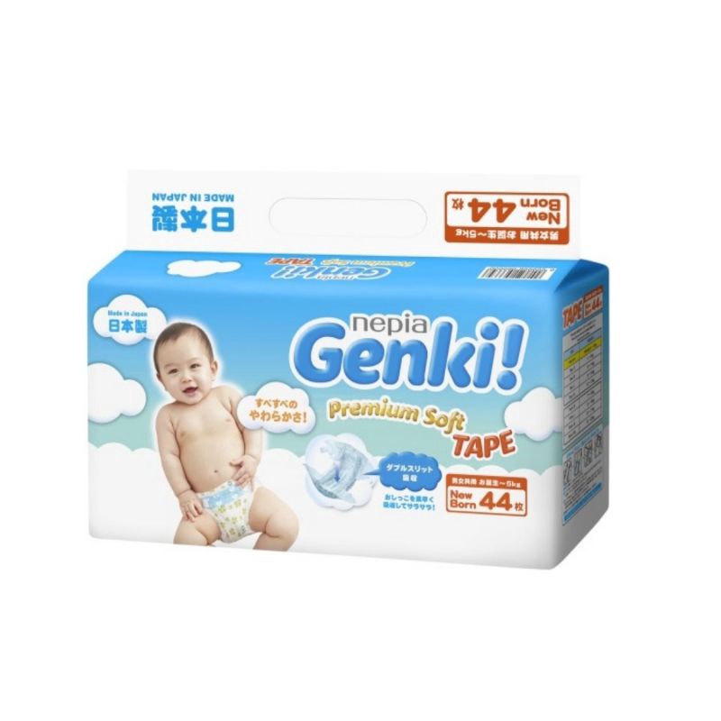 Nepia Genki Premium Soft Tape NB44/Popok Perekat Bayi Baru Lahir/Diaper Bayi