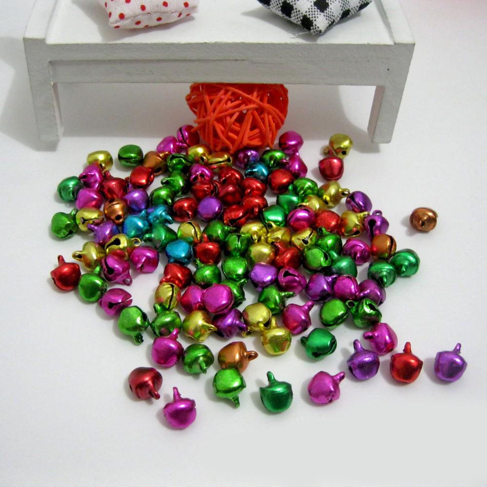 100Pcs Lonceng Jingle Bell Warna Campur untuk Dekorasi 