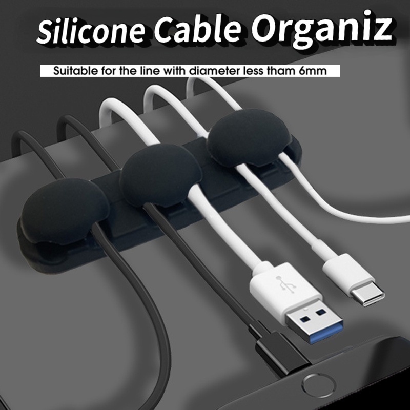 Klip Organizer Kabel USB / Mouse / Keyboard / Headphone Bahan Silikon Untuk Meja Kantor