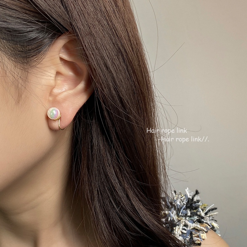 Anting Klip Aksen Mutiara Warna-Warni Bahan Alloy Untuk Wanita