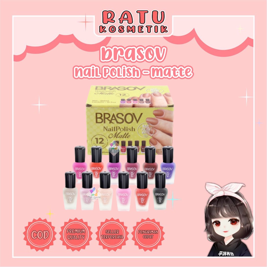 ❤ RATU ❤ Brasov Nail Polish | Kutek Warna 8ml | Cat Kuku Nail Polish 8ml | Merah Pink Bening Nude | Matte | Go Matte