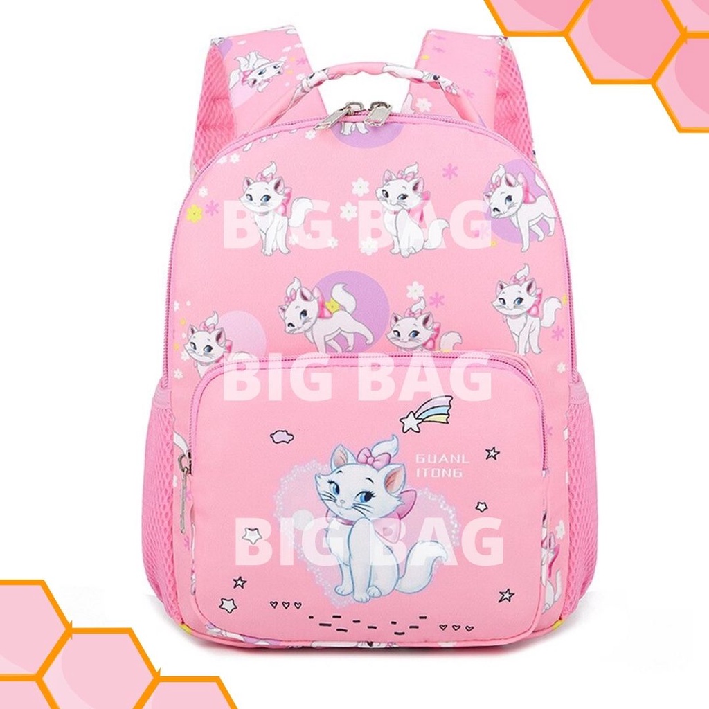 Tas Ransel Tas Anak UNICORN POM POM CAT KIDS SCHOOL BAG 3D CARTOON EFFECT ANIMALS SERIES - PINK - Tas Sekolah Anak