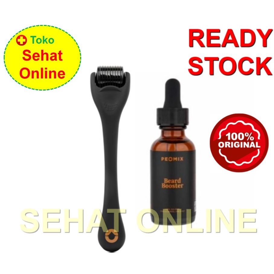 Paket Peomix Jojoba Beard Booster 30 ml dan Dermaroller