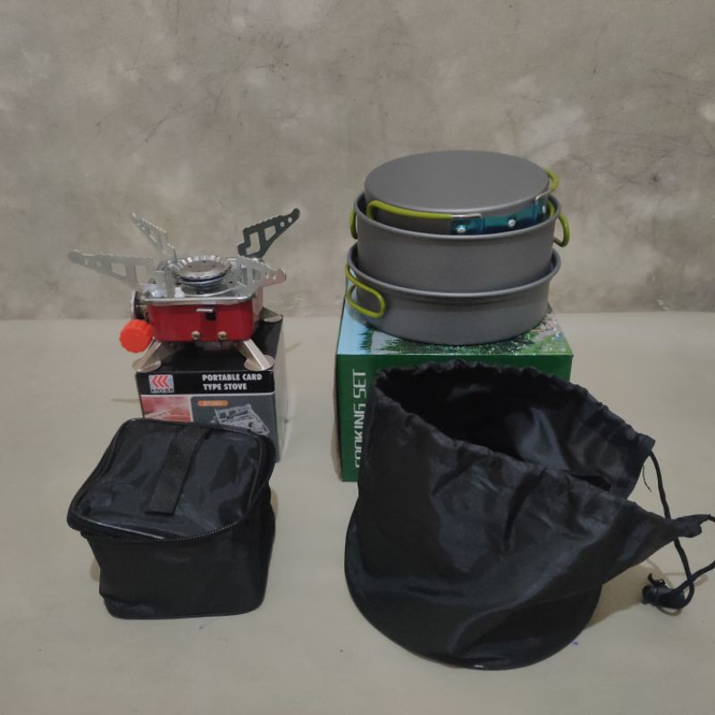 Paket Alat Masak Camping DS/SY301 + Kompor Kovar Portable