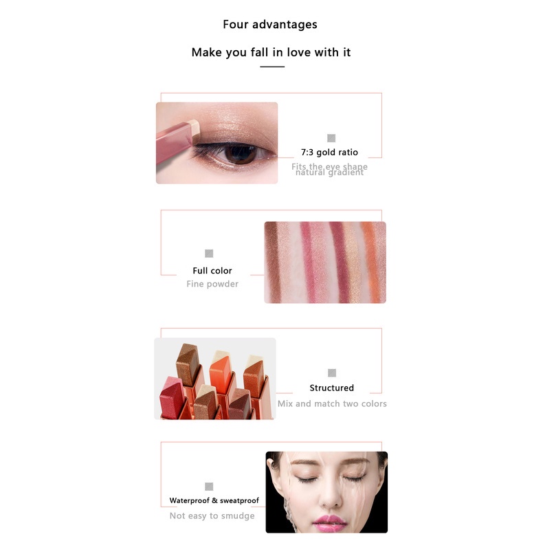 YZS Velvet Gradient Double Color Eyeshadow Pen Eyeshadow Glitter Double Shade Color Eye Shadow Waterproof Make up