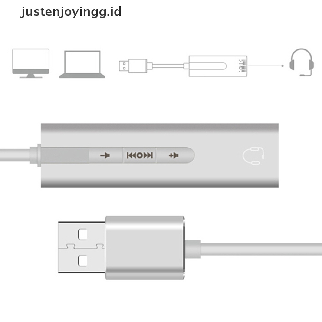 // justenjoyingg.id // 1Pc USB To 3.5 mm stereo jack headset audio adapter cable external sound card ~