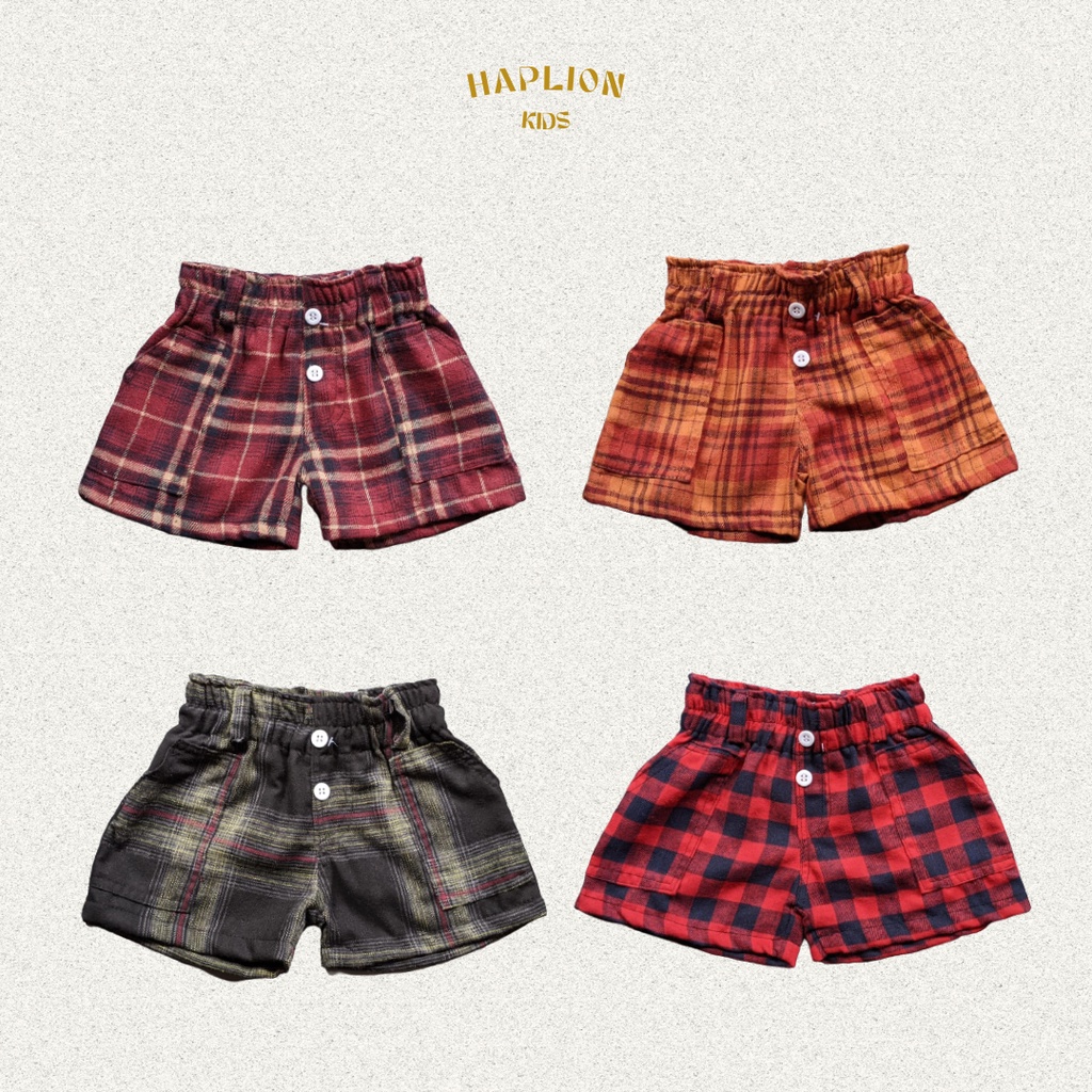 Hot Pants Viona Flanel Anak Perempuan Saku Celana Pendek 1-6 Tahun | Haplion Kidswear