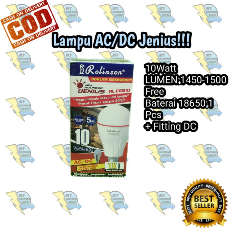 Lampu Emergency 10Watt LED Rolinson, Lampu AC/DC 10W LED, Lampu Magic, Lampu jenius, Lampu Ajaib Rolinson RL-E6910