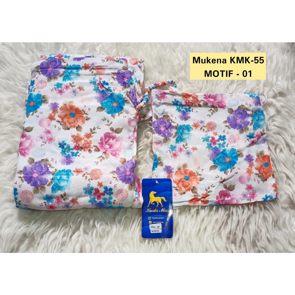 AS Mukena Batik Kudamas Uk. Standar Dewasa Motif Bunga Dasar Berwarna Putih