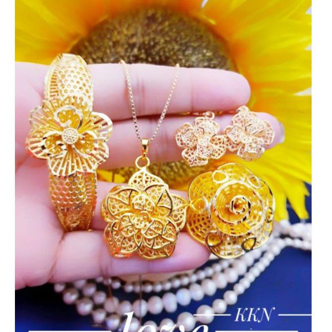 Xuping set perhiasan Lapis emas 24K terlaris 3366g