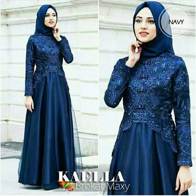 Gamis Brokat Kombinasi Satin Velvet Shopee Indonesia