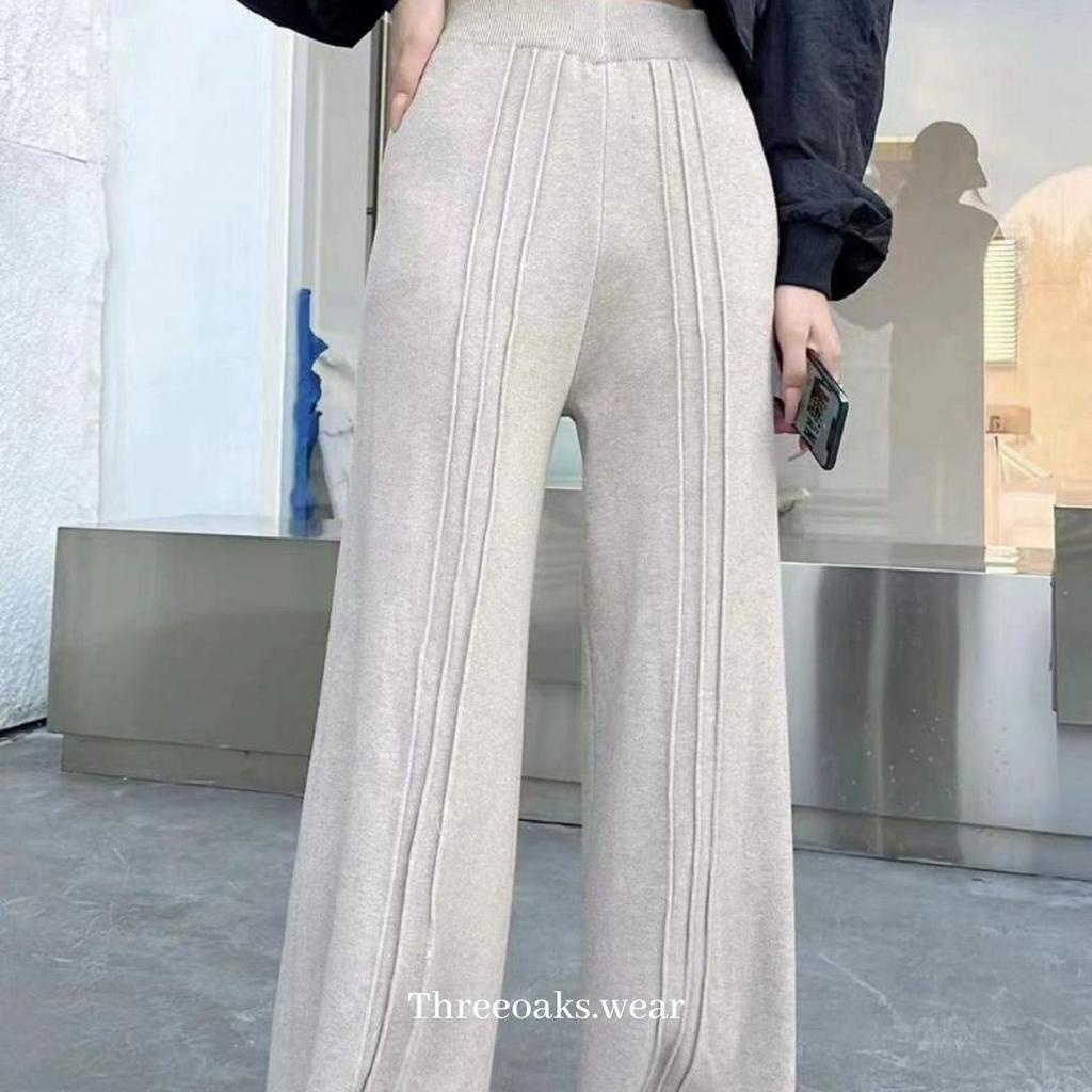 LILY PANTS - CELANA PANJANG KULOT ABG RAJUT TEBEL HALUS NYAMAN IMPOR KOREAN STYLE