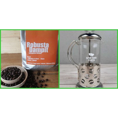 

Roast Bean Robusta Dampit Kualitas Super + Kopi press