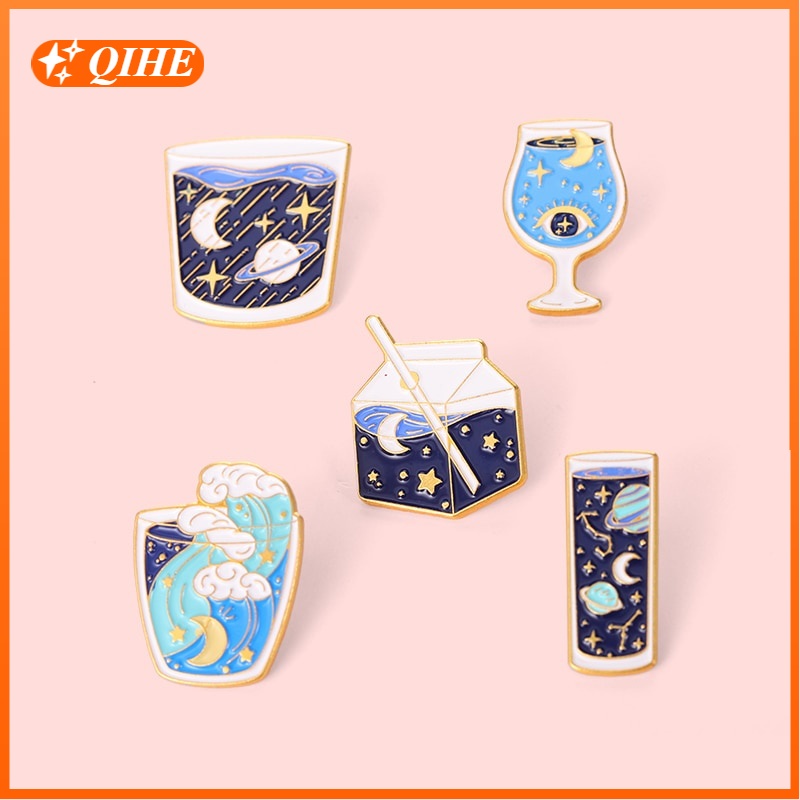 Starry Sky Bottles Enamel Pins Universe Sea Planet Brooch Lapel Badge Bag Cartoon Astronomy Jewelry Gift for Kids Friends