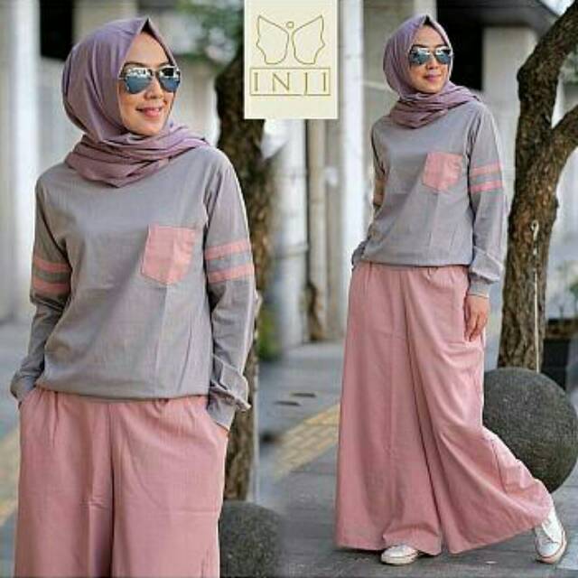 SETELAN REAL PUC BAHAN  SPANDEK  CELANA  KULOT  FIT L 