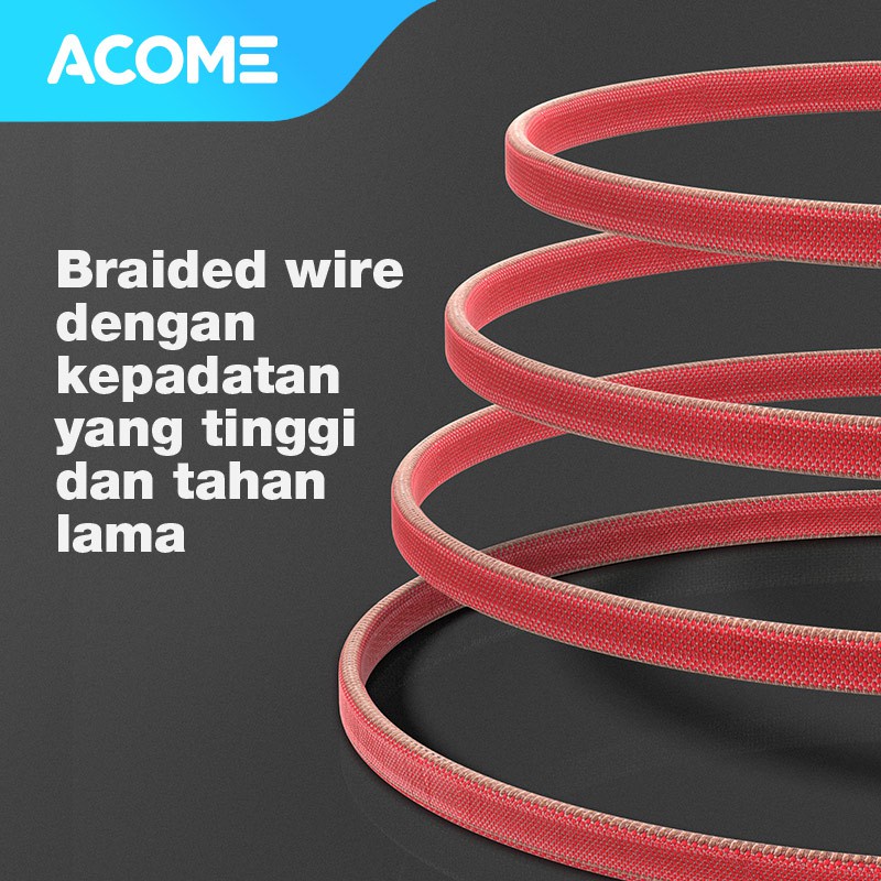 ACOME Kabel Data Micro USB 100cm cable  AiC Fast Charging 2.4A Garansi Resmi 1 Thn AKM-010