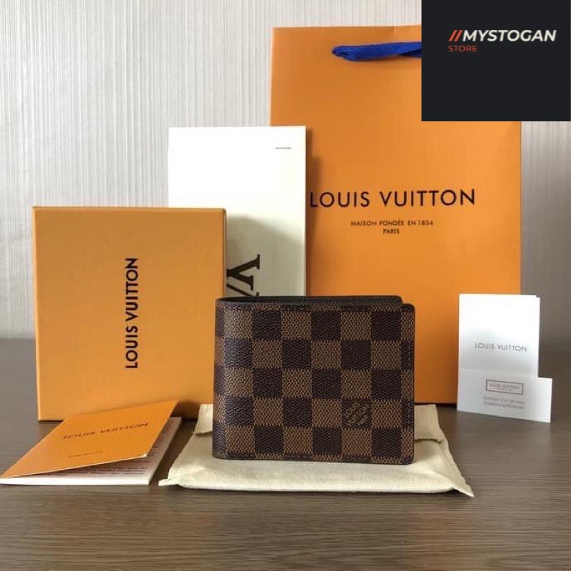 Dompet Pria Louis Vuitton original Damier Ebenne Multiple Wallet Best