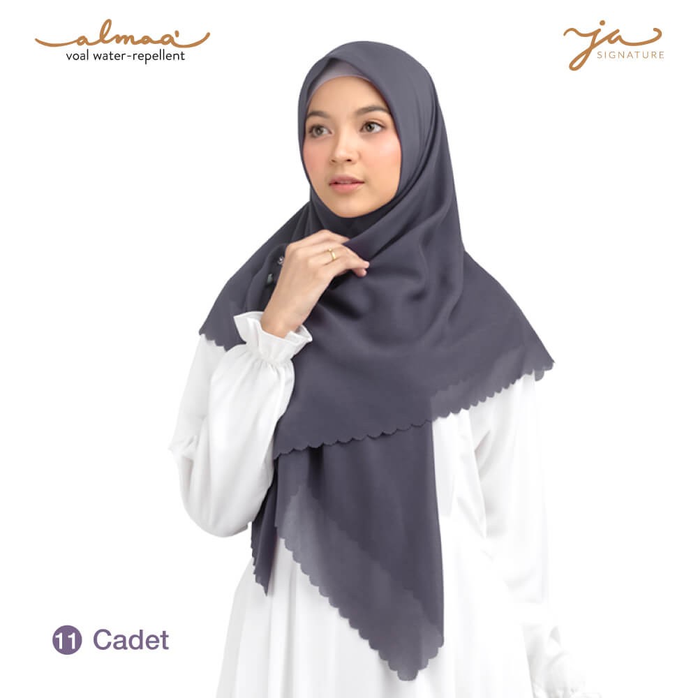 Jilbab Afra Almaa' Warna Cadet - Hijab Voal Polos Segi Empat - Water Repellent