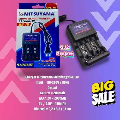 Jual Alat Cas Batre AA AAA 9V Charger Mitsuyama Multifungsi MS-10 AA ...