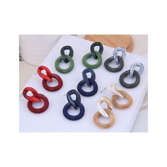 LRC Anting Tusuk Fashion Irregular Resin Ring Metal A584x