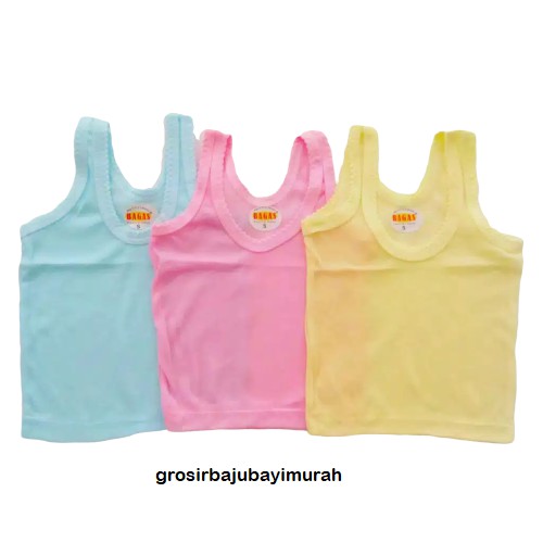 1 lusin singlet anak warna BAGAS/ROSE size 3L