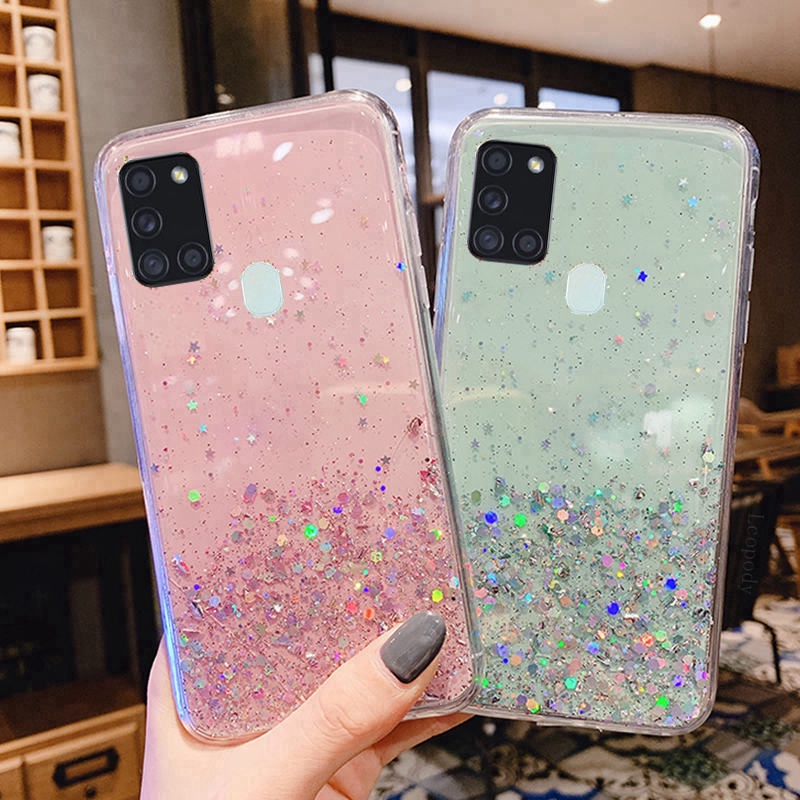 CASE GLITTER SAMSUNG M21 M30S SOFT CASE GLITTER JELLY GLITTER BLING CASING CLEAR SOCKET